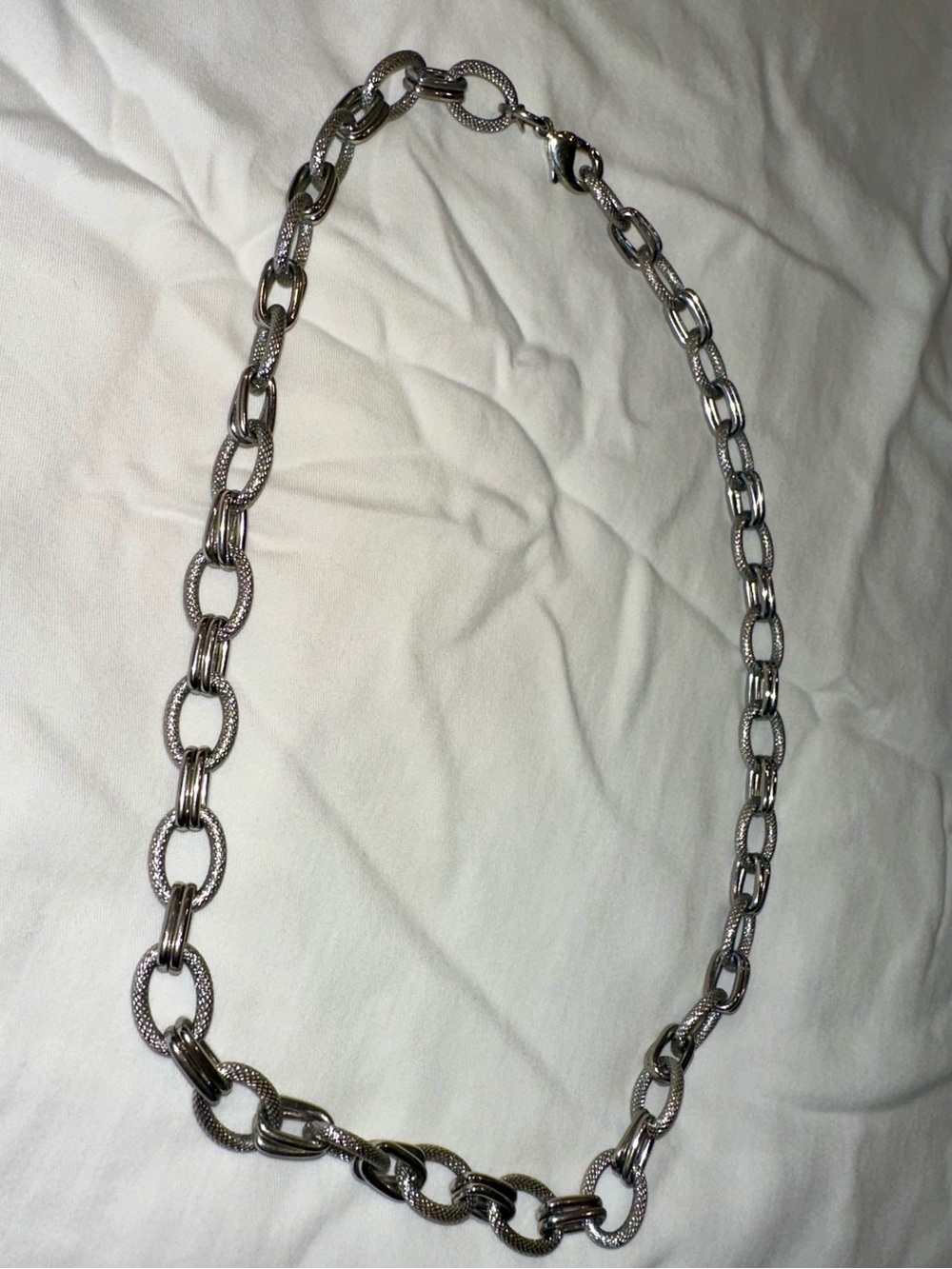 Premier Designs "Lauren" Silver Tone Textured & Polished Link Statement Necklace